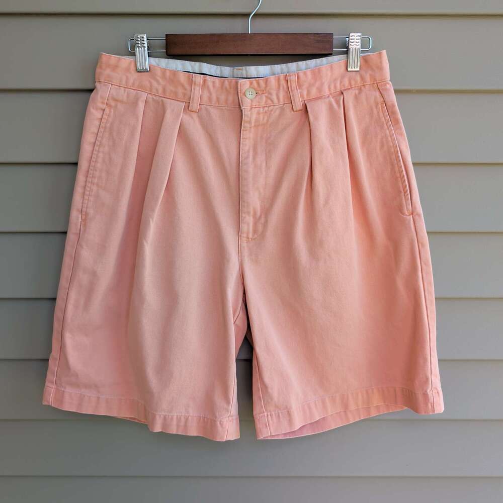 Polo Ralph Lauren Chino Shorts Mens 30 Peach Pleated Cotton 90s Preppy